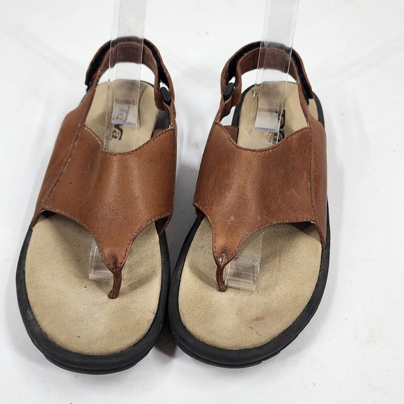 Teva Salani Thong Ankle Strap Leather Sandals Camel 7 - Picture 2 of 8